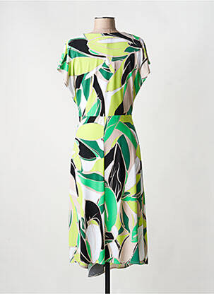 Robe mi-longue imprimé fleurs manches courtes vert JOSEPH RIBKOFF femme