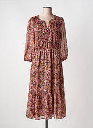 Robe mi-longue coupe fluide manches longues rose C'EST BEAU LA VIE femme