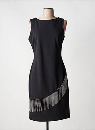 Robe mi-longue tissage crêpe sans manche noir FRANK LYMAN femme