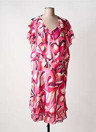 Robe mi-longue coupe fluide manches courtes rose CHRISTINE LAURE femme