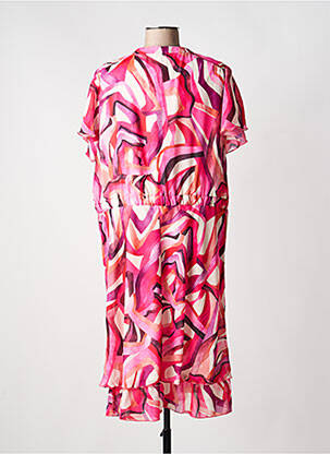 Robe mi-longue coupe fluide manches courtes rose CHRISTINE LAURE femme