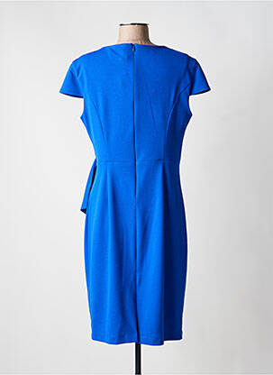 Robe mi-longue tissage crêpe manches courtes bleu FRANK LYMAN femme