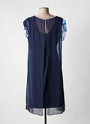 Robe mi-longue imprimé fleurs manches courtes bleu FRANK LYMAN femme