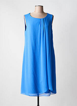Robe mi-longue tissage crêpe sans manche bleu BETTY & CO femme
