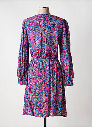 Robe mi-longue imprimé fleurs manches longues rose C'EST BEAU LA VIE femme