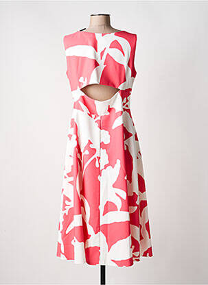 Robe mi-longue imprimé fantaisie sans manche rouge VERA MONT femme