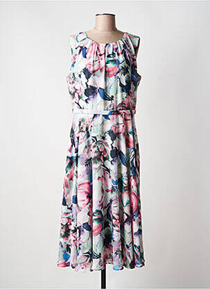 Robe mi-longue imprimé fleurs sans manche vert VERA MONT femme