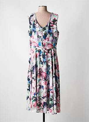 Robe mi-longue imprimé fleurs sans manche vert VERA MONT femme