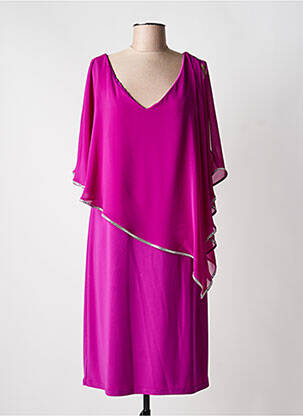 Robe mi-longue coupe fluide manches 3/4 violet JOSEPH RIBKOFF femme