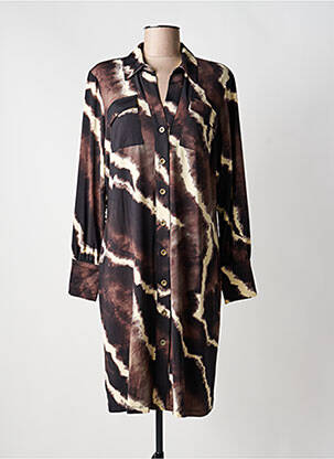 Robe mi-longue manches longues manches longues marron K-DESIGN femme