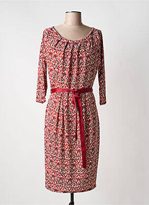 Robe mi-longue manches 3/4 manches 3/4 rouge JULIE GUERLANDE femme