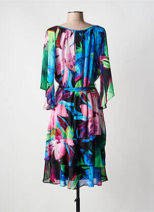 Robe mi-longue imprimé fleurs manches longues noir JOSEPH RIBKOFF femme