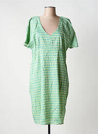 Robe mi-longue imprimé fantaisie manches courtes vert LA FIANCÉE femme