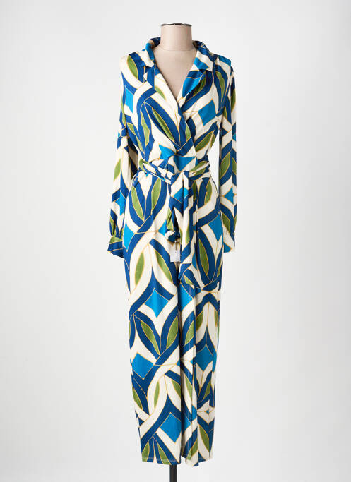 Robe longue manches longues manches longues bleu K-DESIGN femme