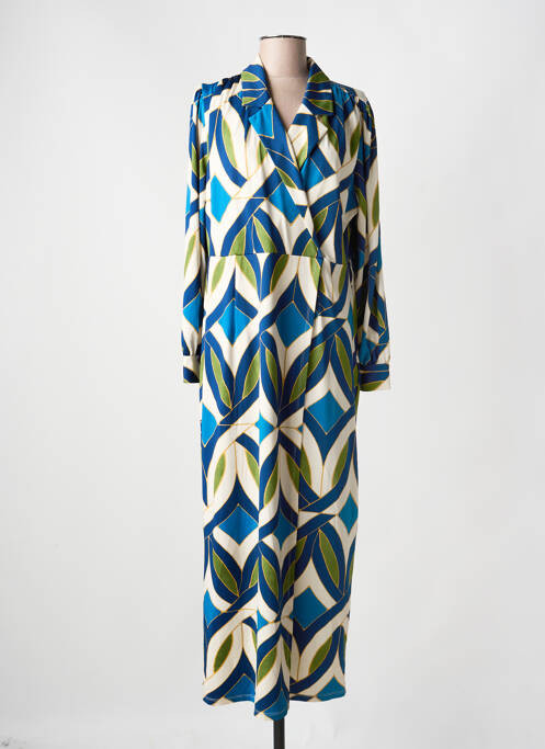 Robe longue manches longues manches longues bleu K-DESIGN femme