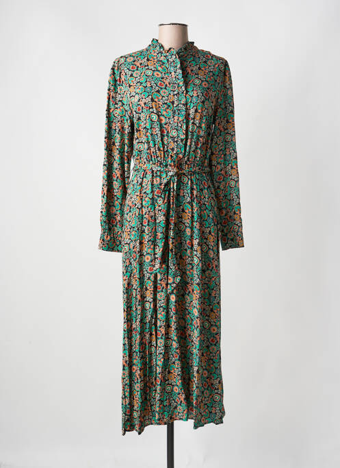 Robe longue manches longues manches longues vert C'EST BEAU LA VIE femme