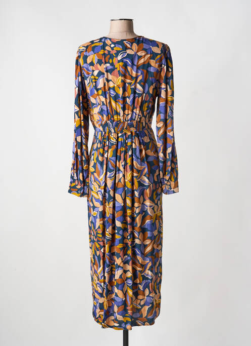 Robe longue manches longues manches longues bleu JULIE GUERLANDE femme