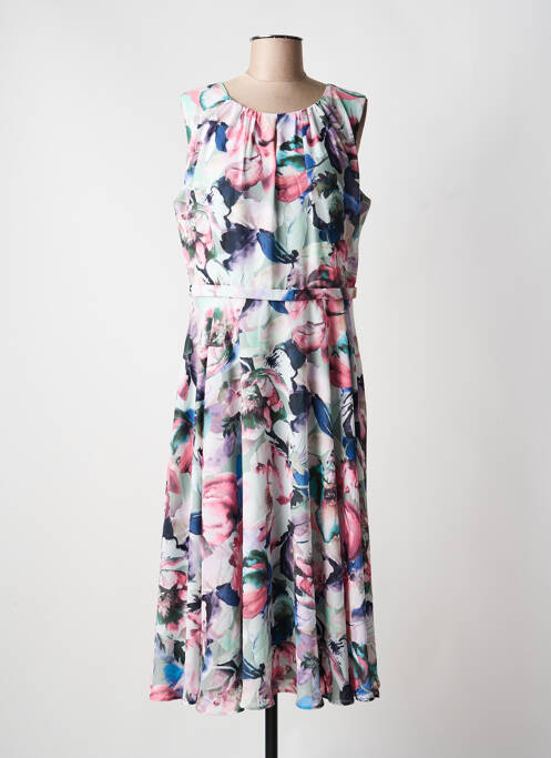 Robe mi-longue imprimé fleurs sans manche vert VERA MONT femme