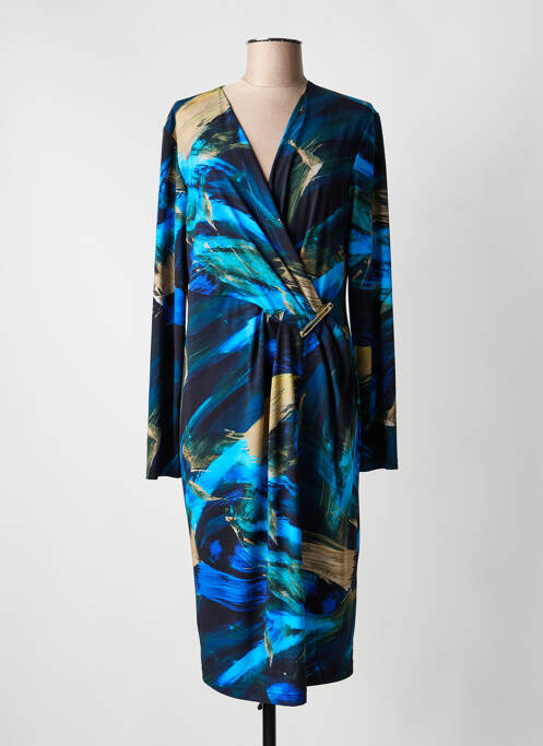 Robe mi-longue imprimé fantaisie manches longues bleu JOSEPH RIBKOFF femme