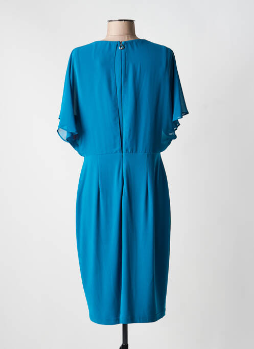 Robe mi-longue fermeture zippée au dos manches courtes bleu JOSEPH RIBKOFF femme
