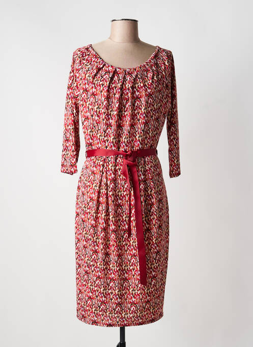 Robe mi-longue manches 3/4 manches 3/4 rouge JULIE GUERLANDE femme