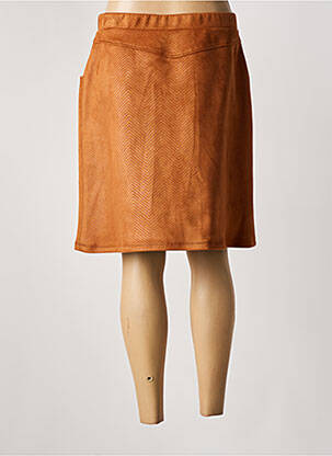 Jupe mi-longue coupe droite marron GUY DUBOUIS femme