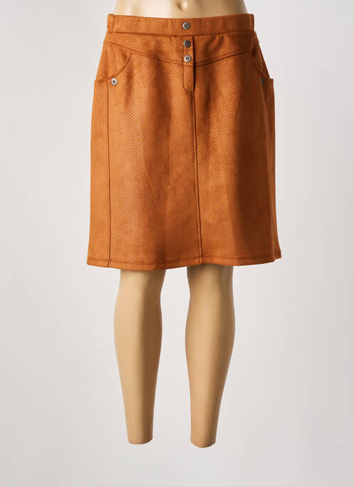 Jupe mi-longue marron GUY DUBOUIS pour femme