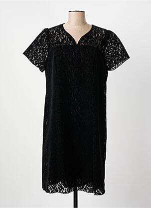 Robe mi-longue fermeture zippée au dos manches courtes noir CHRISTINE LAURE femme