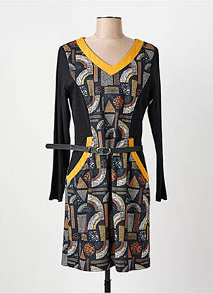 Robe courte fermeture zippée au dos manches longues noir PAUL BRIAL femme