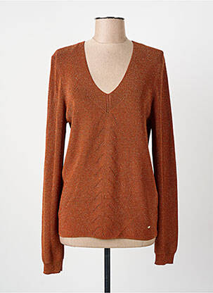 Pull coupe cintrée manches longues orange CHRISTINE LAURE femme