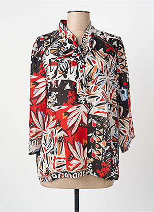 Blouse imprimé fleurs manches 3/4 rouge CHRISTINE LAURE femme