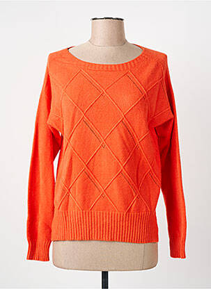 Pull stretch manches longues orange L'ATELIER D'ANNA femme