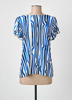 Top tissage jersey manches courtes bleu SCORZZO femme