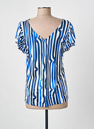 Top tissage jersey manches courtes bleu SCORZZO femme