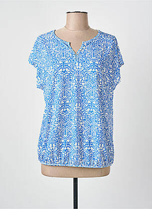 Blouse imprimé fleurs manches courtes bleu JULIE GUERLANDE femme