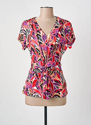 Top stretch manches courtes rouge CHRISTINE LAURE femme