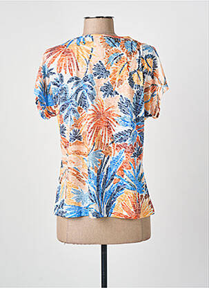 T-shirt col v manches courtes bleu CHRISTINE LAURE femme