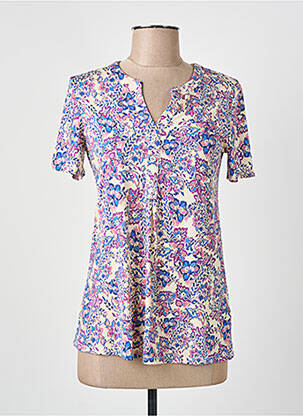 T-shirt col v manches courtes violet JULIE GUERLANDE femme