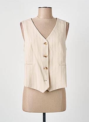 Gilet sans manche poches beige K-DESIGN femme
