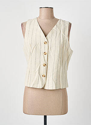 Gilet sans manche imprimé rayures beige MD'M femme