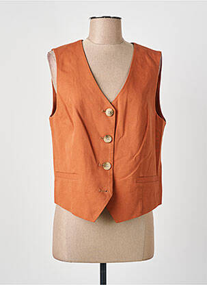 Gilet sans manche poches orange C'EST BEAU LA VIE femme