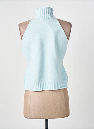 Pull col roulé coupe cintrée sans manche bleu CARTA LIBERA femme