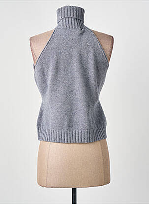 Pull col roulé tissage chiné sans manche gris CARTA LIBERA femme