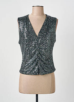 Top col v sans manche argent VERA MONT femme
