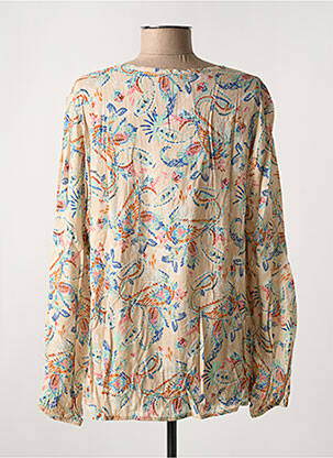 Blouse tissage popeline manches longues beige GRIFFON femme