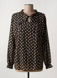 Blouse imprimé fantaisie manches longues noir COULEURS DU TEMPS femme