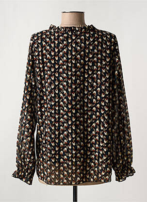 Blouse imprimé fantaisie manches longues noir COULEURS DU TEMPS femme