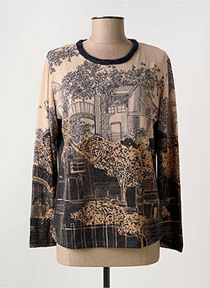 Pull coupe droite manches longues beige I.ODENA femme