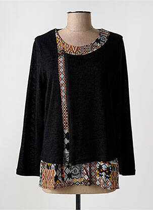 Pull coupe droite manches longues noir GUY DUBOUIS femme