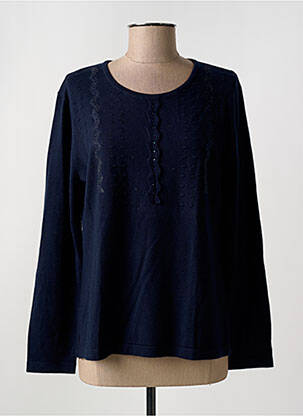 Pull coupe droite manches longues bleu GRIFFON femme